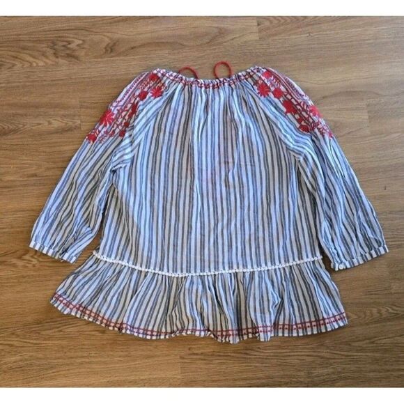 Kate Spade Broome Street Women's M Stripped BOHO Embroidered Oversized Tunic Top - Picture 6 of 9